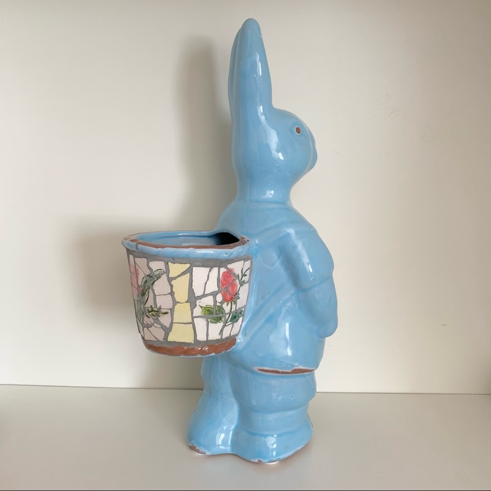 vintage Mosaic ceramic bunny planter - Picture 4 of 17
